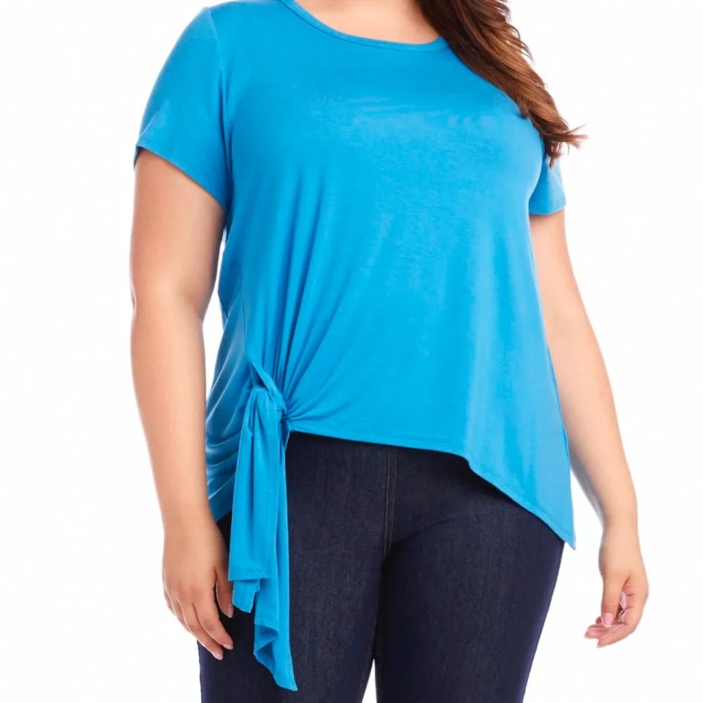 Karen Kane-Short Sleeve Tie-Front Top - Picture 2 of 3